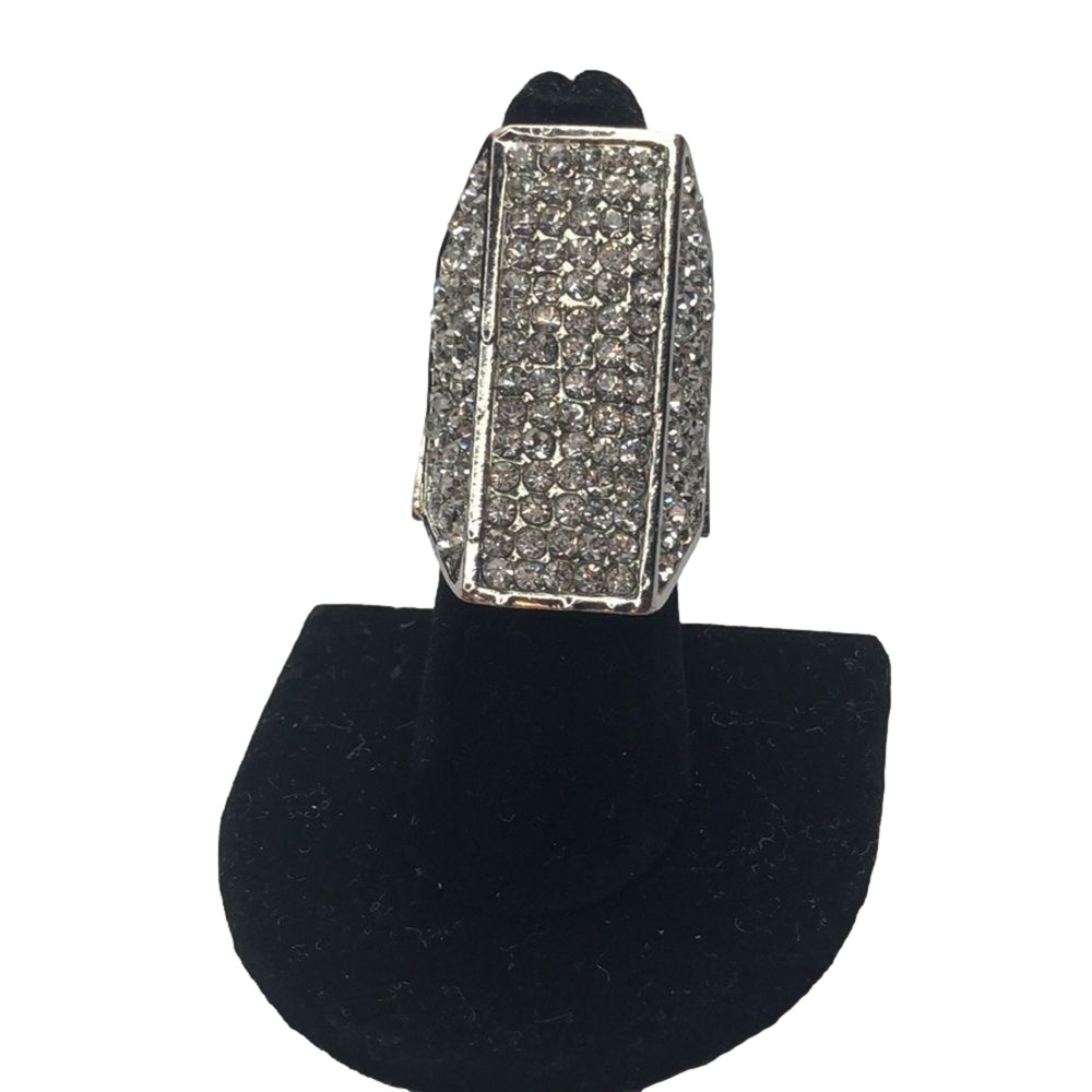 Pave Crystal Statement Ring in Silver